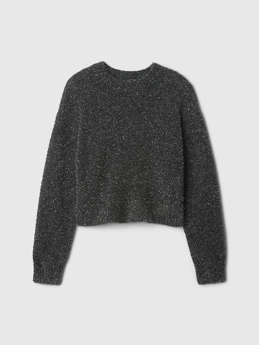 Image number 5 showing, Kids Fuzzy Metallic Crewneck Sweater