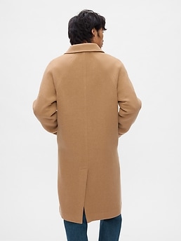 Men’s ASOS Long Camel Wool popular Mix Overcoat