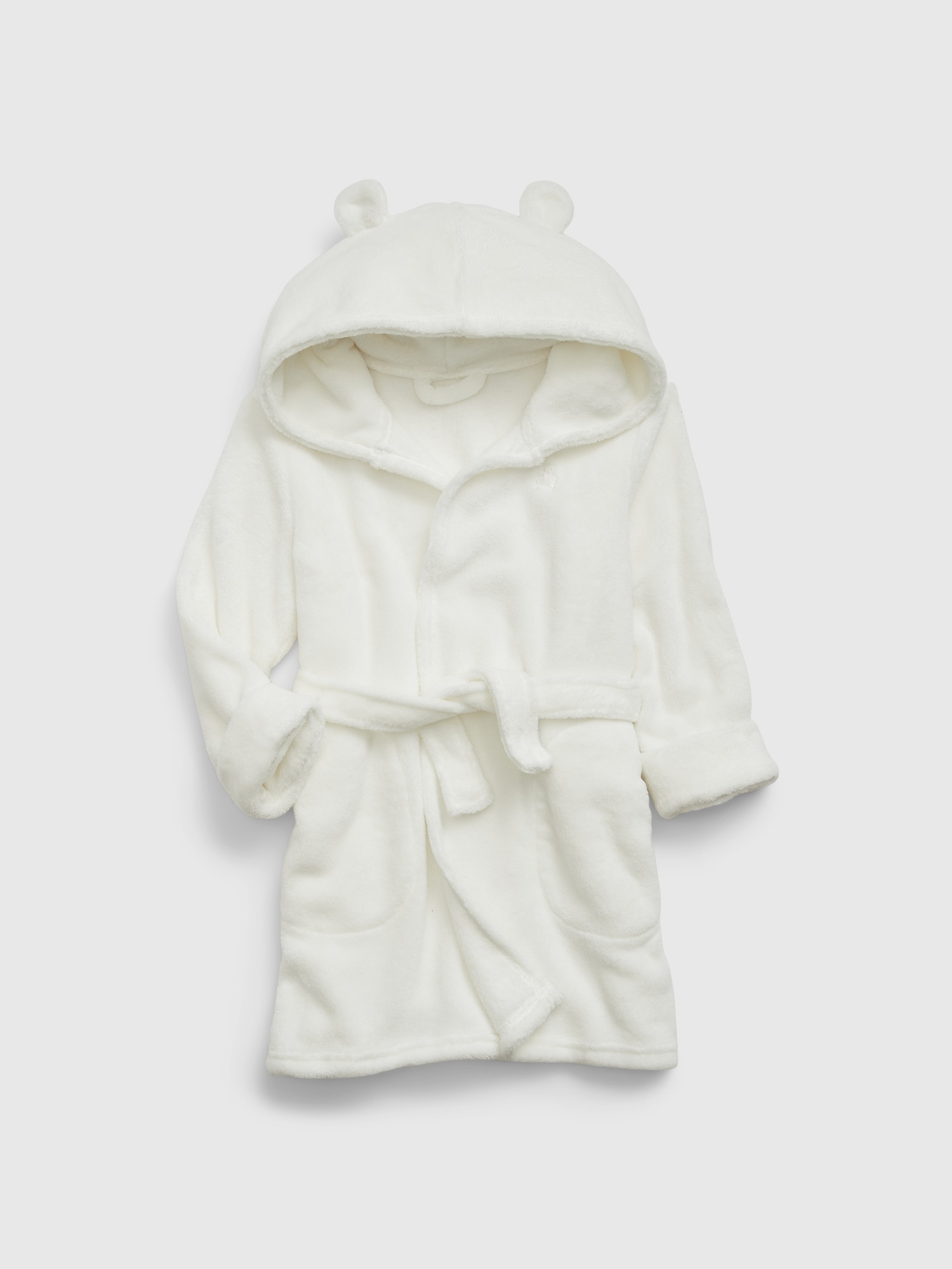 Toddler Recycled Fuzzy Robe - White