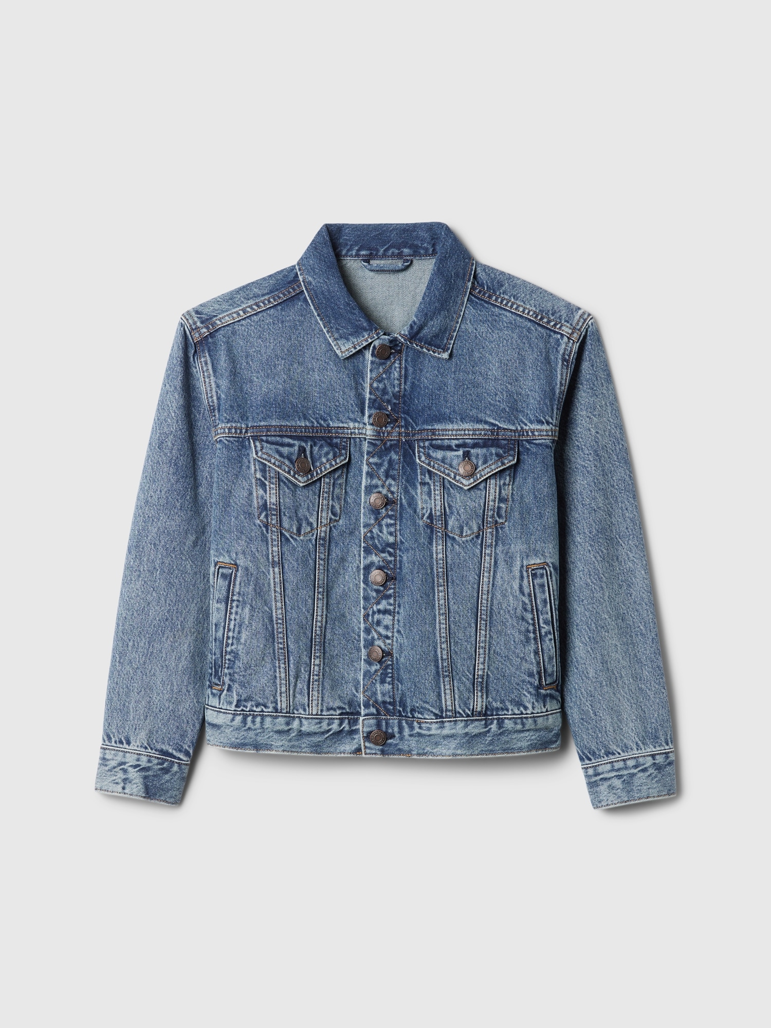 Girls Organic Cotton Icon Denim Jacket by Gap Medium Wash Size L 10