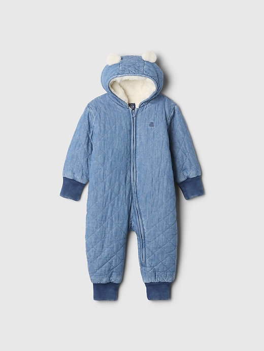 Image number 1 showing, Baby Quilted Cozy Chambray One-Piece