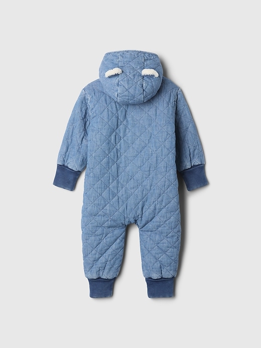 Image number 2 showing, Baby Quilted Cozy Chambray One-Piece