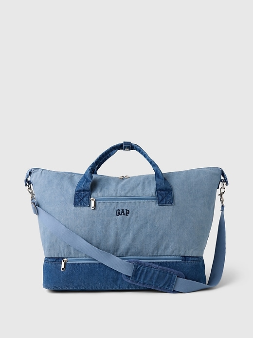 Image number 1 showing, Two-Tone Denim Weekender Bag