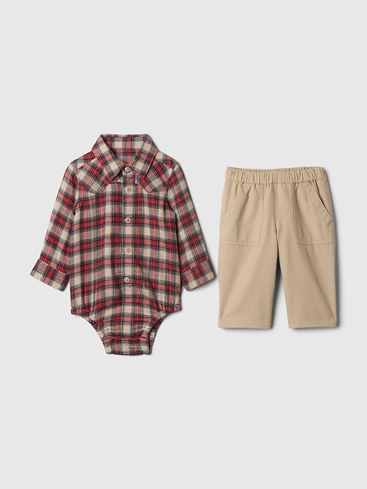 Image number 1 showing, Baby Flannel Outfit Set