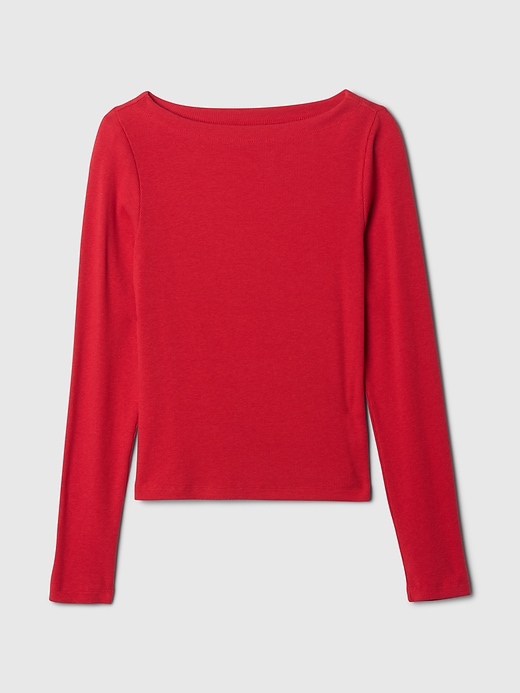 Image number 5 showing, Modern Rib Cropped Boatneck T-Shirt