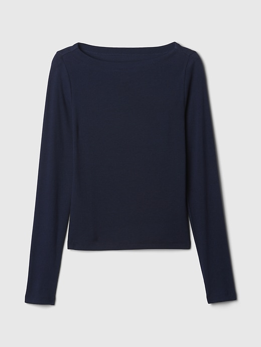 Image number 5 showing, Modern Rib Cropped Boatneck T-Shirt