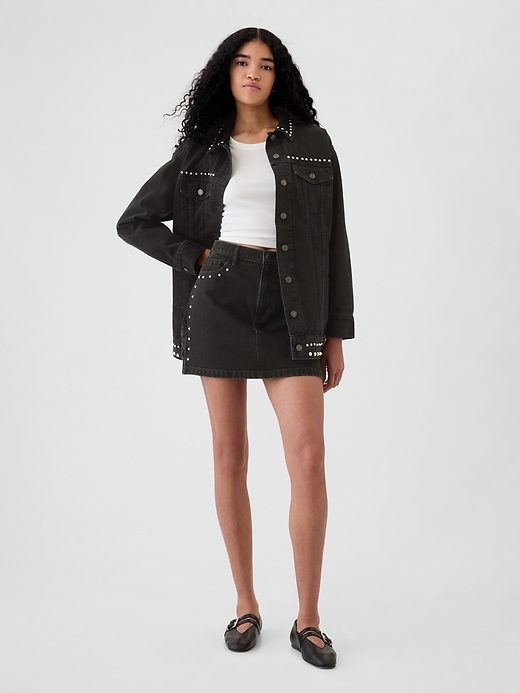 Image number 1 showing, Studded Denim Mini Skirt