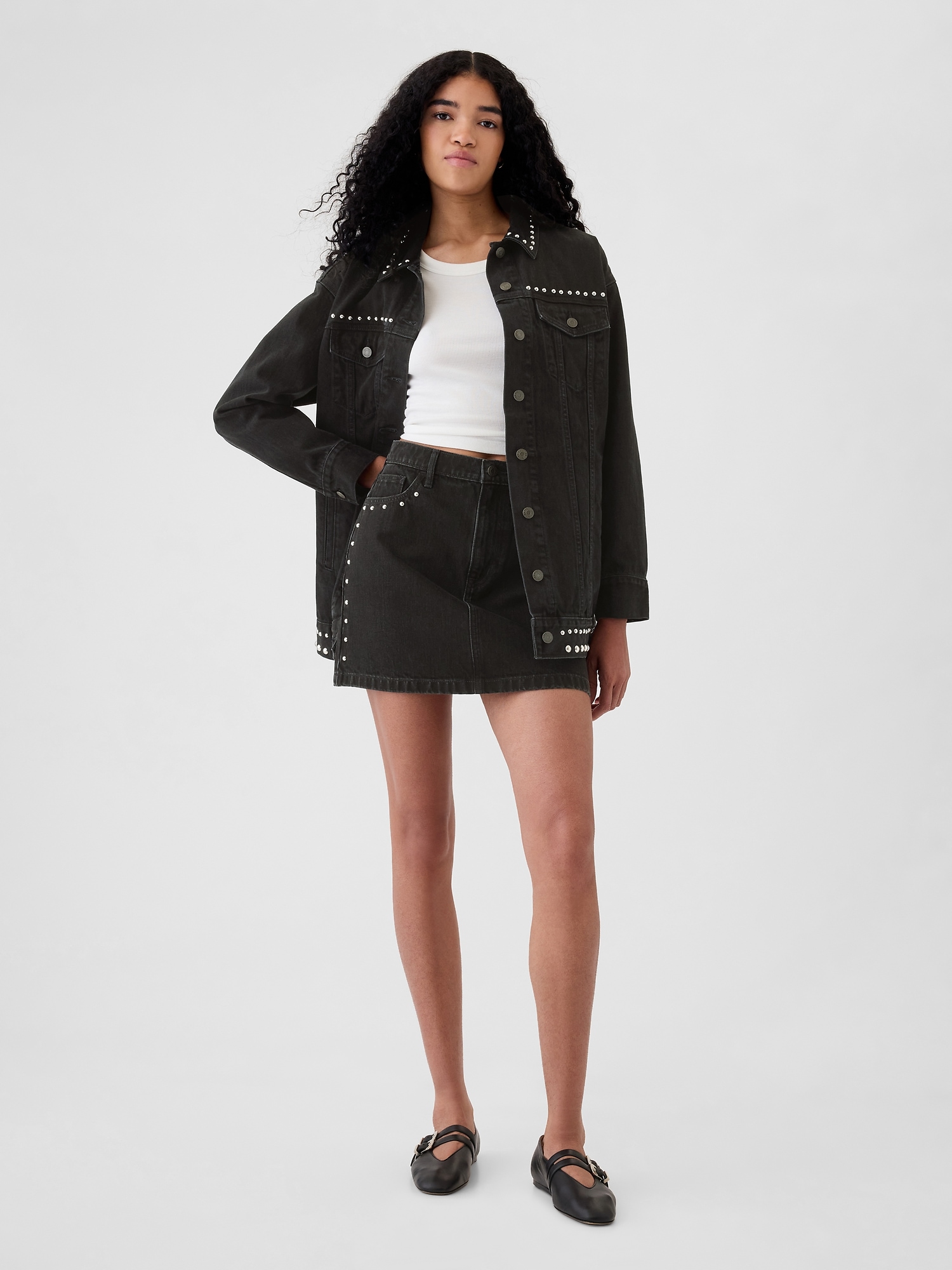 Studded Denim Mini Skirt | Gap