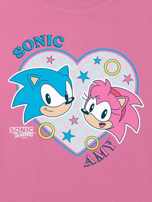 Image number 2 showing, Kids Sonic The Hedgehog Sonic and Amy Graphic Boxy Crop Tee