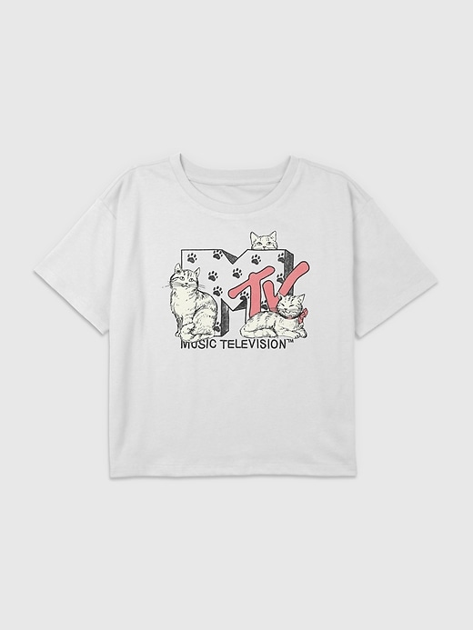 Image number 1 showing, Kids MTV Cats Graphic Boxy Crop Tee