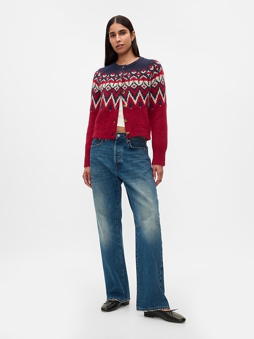 Image number 3 showing, Brushed Fair Isle Cropped Cardigan