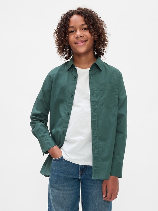 Image number 1 showing, Kids Organic Cotton Poplin Shirt