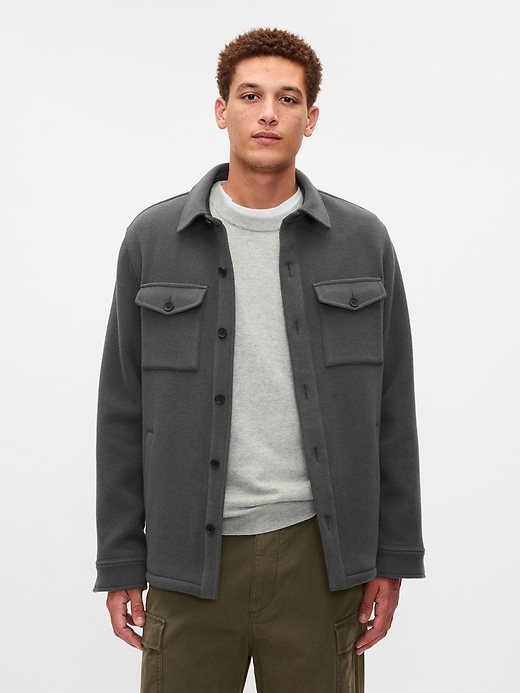 Image number 1 showing, Wool-Blend Relaxed Utility Shirt Jacket