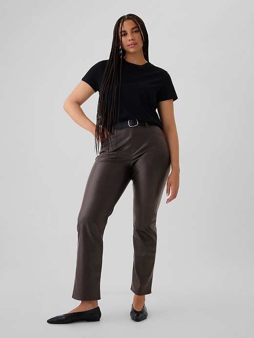 Image number 5 showing, High Rise Recycled Vegan Leather '90s Straight Pants