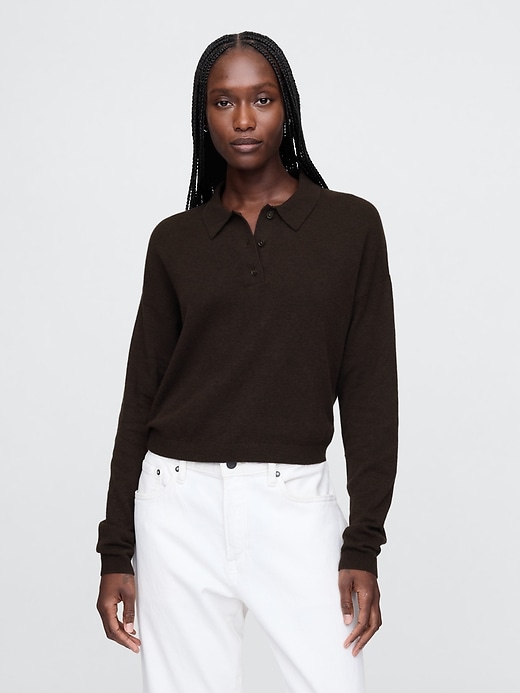 Image number 1 showing, CashSoft Relaxed Polo Sweater