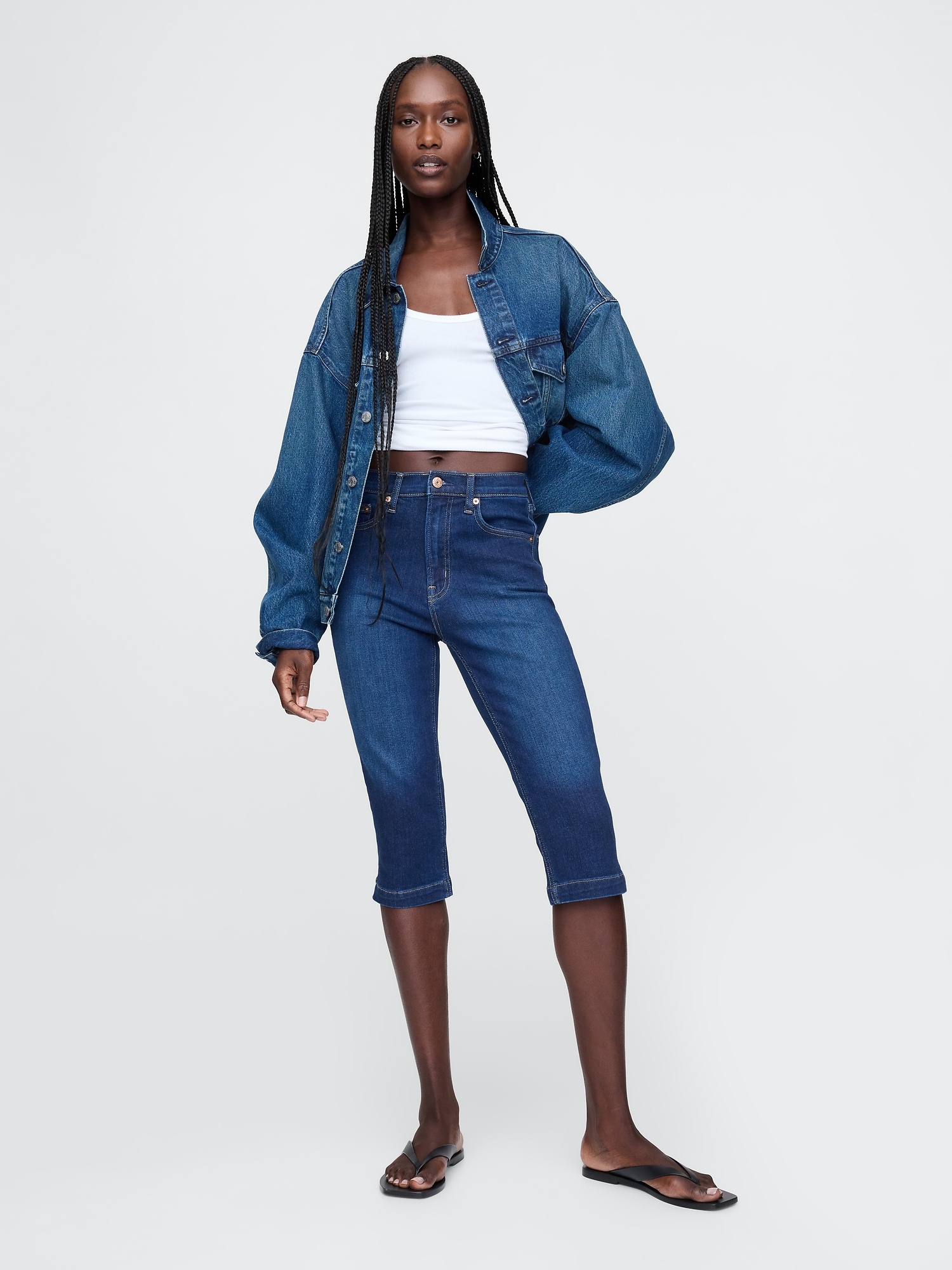 High Rise Cropped Capri Jeans Gap