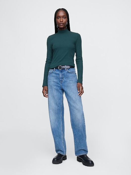 Image number 3 showing, Modern Rib Cropped Mockneck Shirt