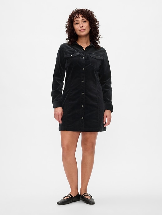 Image number 5 showing, Velvet Denim Mini Shirtdress