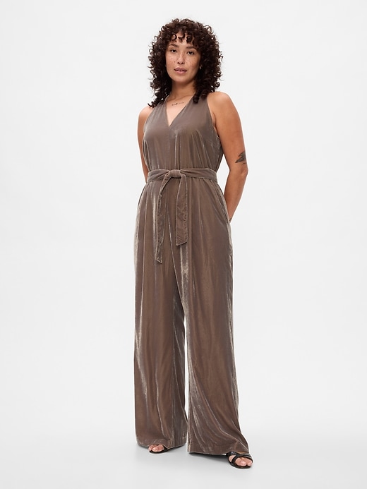 Image number 5 showing, Recycled Velvet V-Neck Jumpsuit