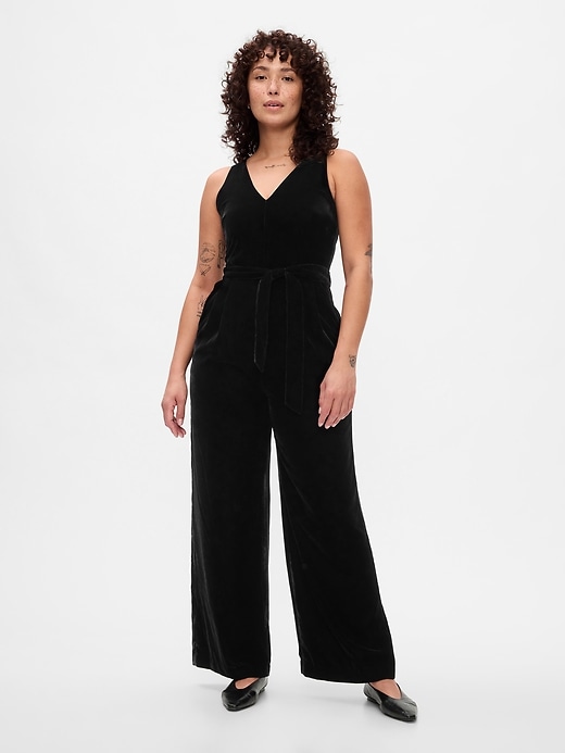 Image number 5 showing, Recycled Velvet V-Neck Jumpsuit