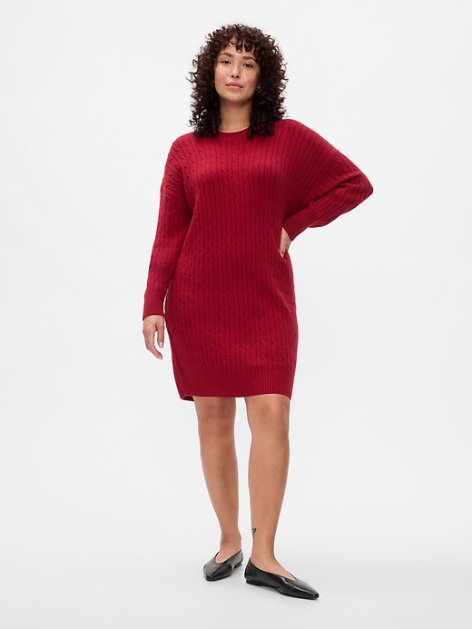 Image number 5 showing, CashSoft Cable-Knit Mini Sweater Dress