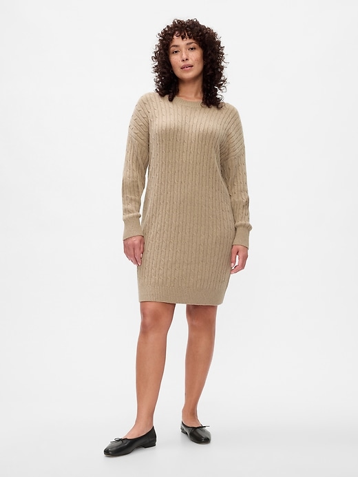 Image number 5 showing, CashSoft Cable-Knit Mini Sweater Dress