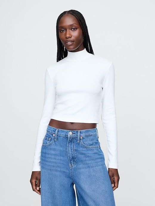 Image number 1 showing, Modern Cropped Mockneck Shirt