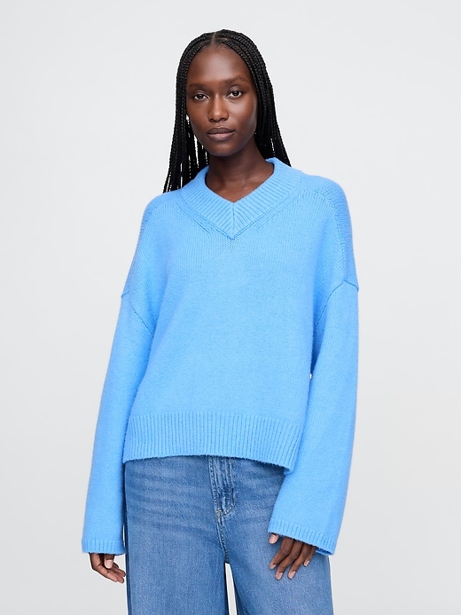 Image number 1 showing, CashSoft Oversized V-Neck Sweater