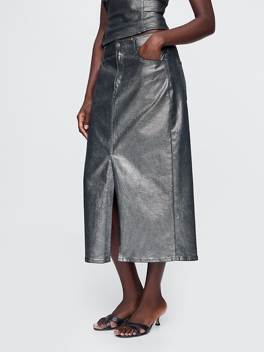 Image number 3 showing, Foil Midi Skirt