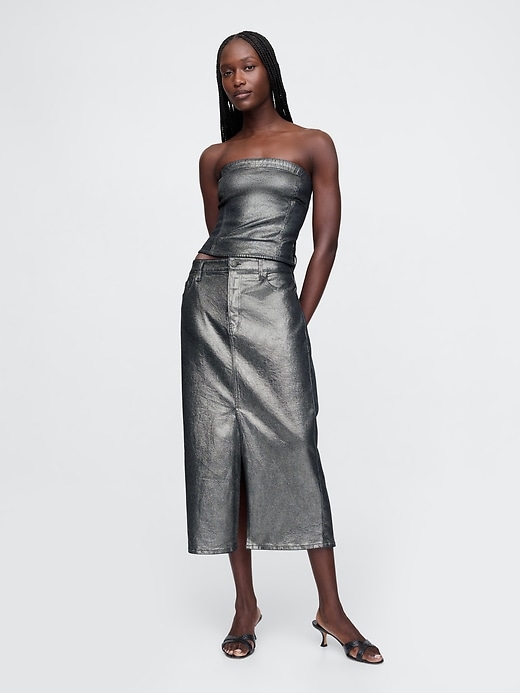 Image number 1 showing, Foil Midi Skirt