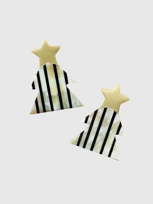 Image number 1 showing, Striped Christmas Tree Earrings