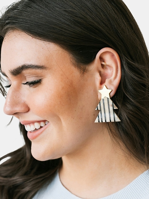 Image number 2 showing, Striped Christmas Tree Earrings