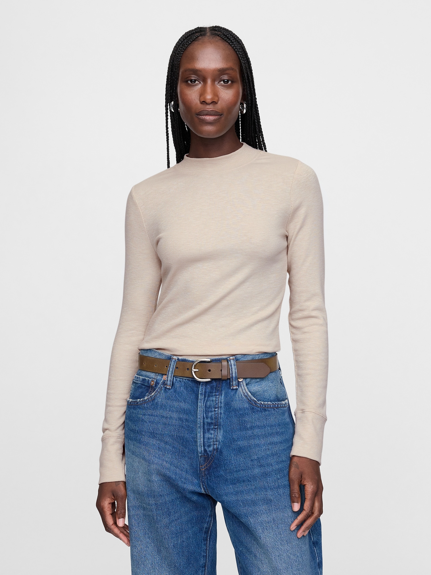 Essential Rib Mockneck T-Shirt