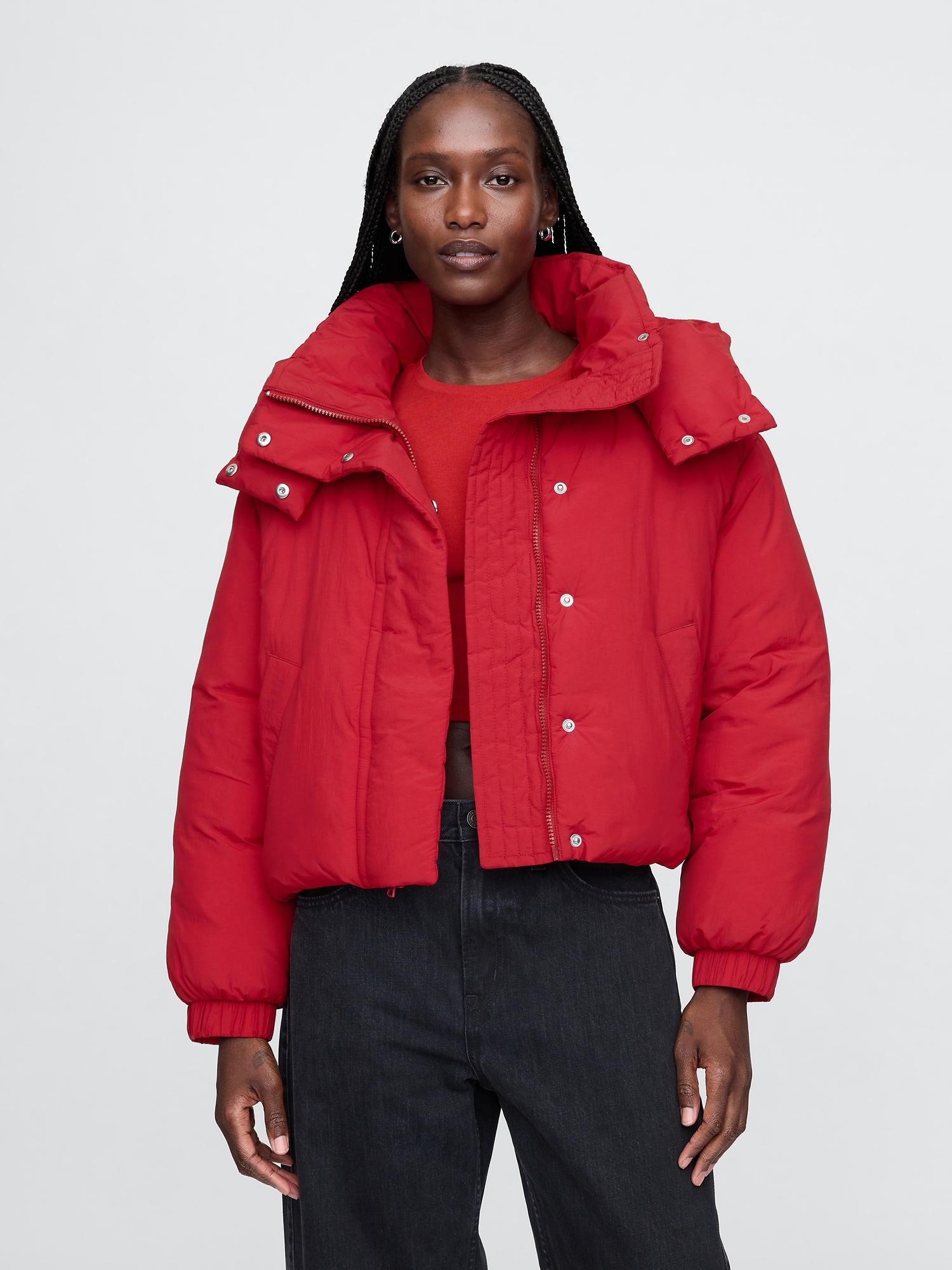 Red padded jacket online