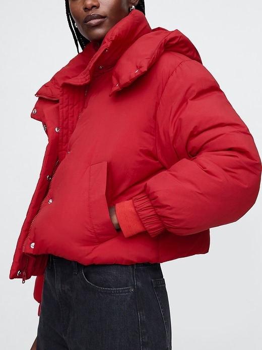 Image number 4 showing, Cropped Duvet Wrap Puffer Jacket