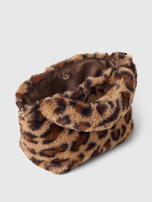 Image number 3 showing, Kids Leopard Faux Fur Crossbody Bag