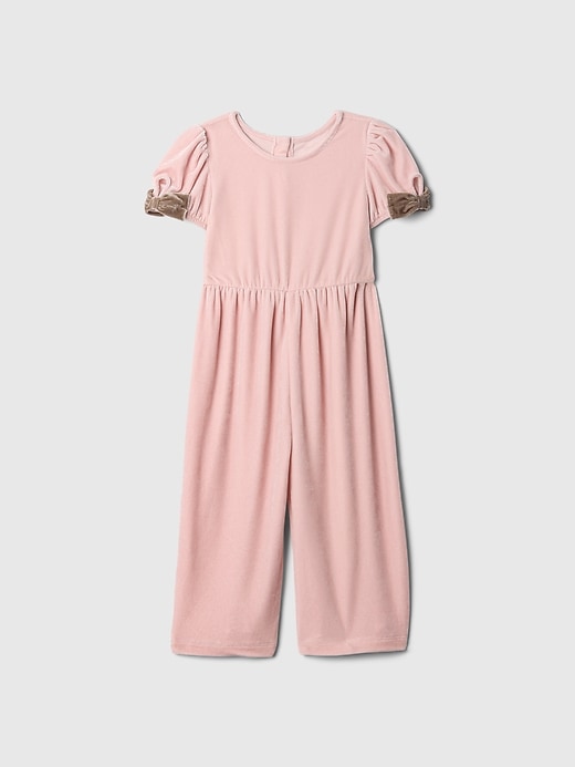 Image number 2 showing, Baby & Toddler Velour Bow-Sleeve Jumpsuit