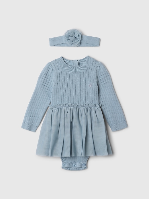 Image number 1 showing, Baby Sweater Tulle Bodysuit Dress