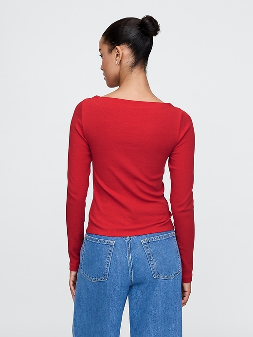 Image number 2 showing, Modern Rib Cropped Boatneck T-Shirt