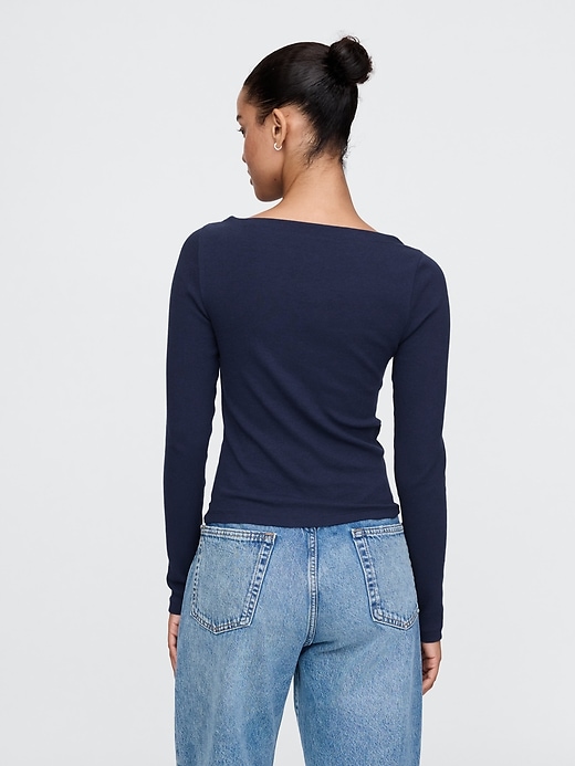 Image number 2 showing, Modern Rib Cropped Boatneck T-Shirt