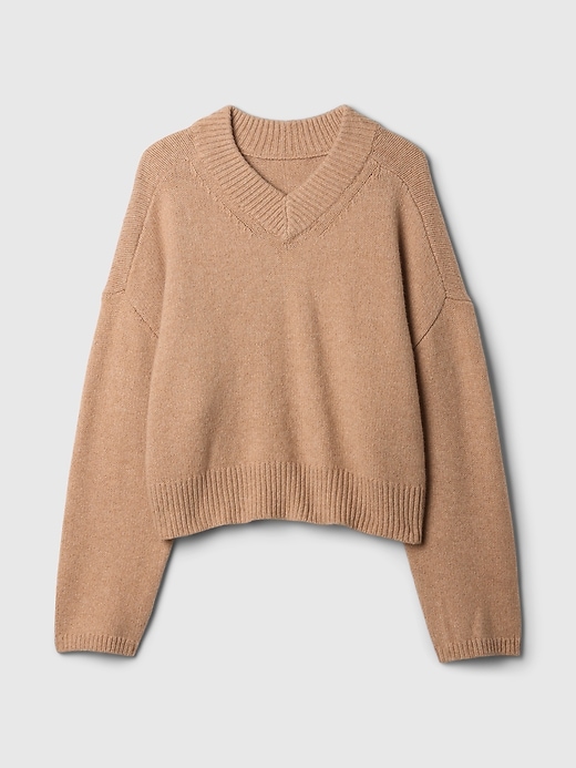 Image number 5 showing, CashSoft Cropped High V-Neck Sweater