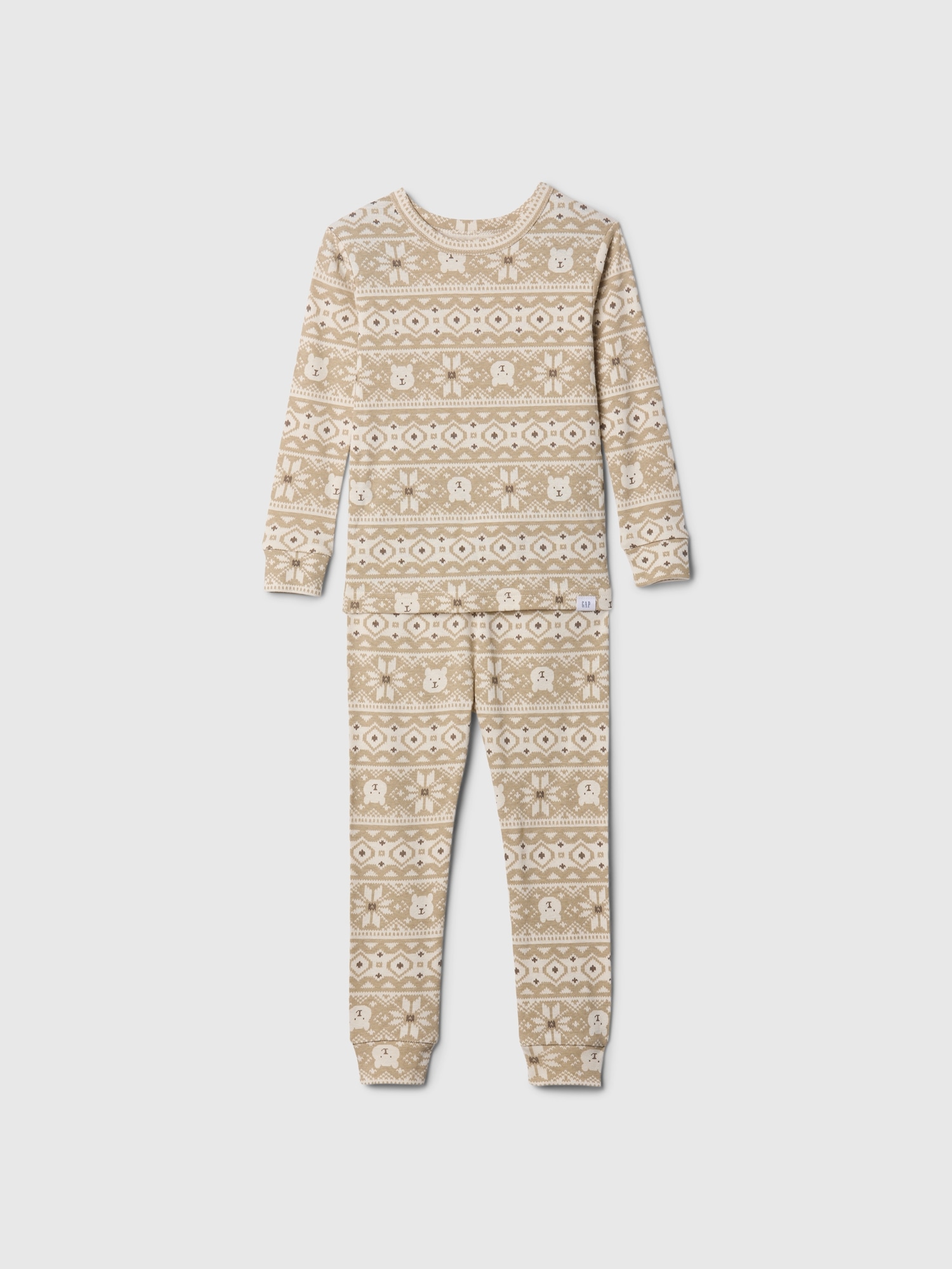 Baby & Toddler Organic Brushed Cotton Holiday PJ Set - Beige