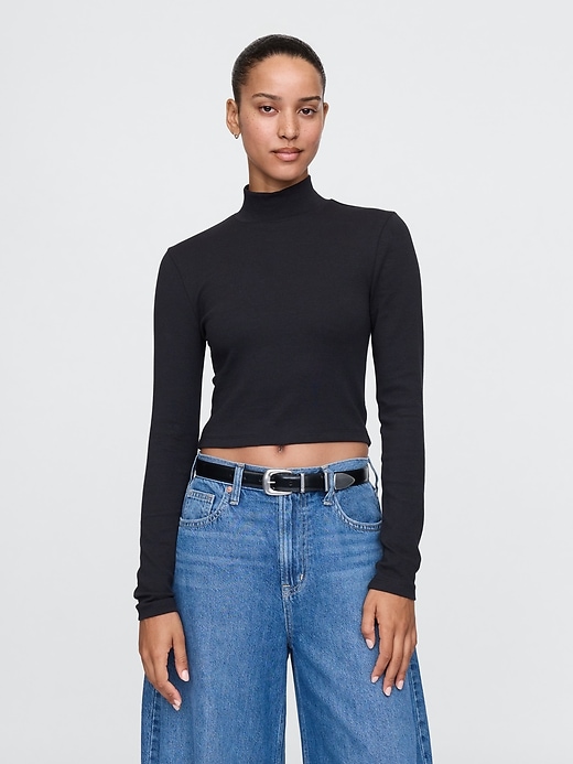 Image number 1 showing, Modern Cropped Mockneck Shirt