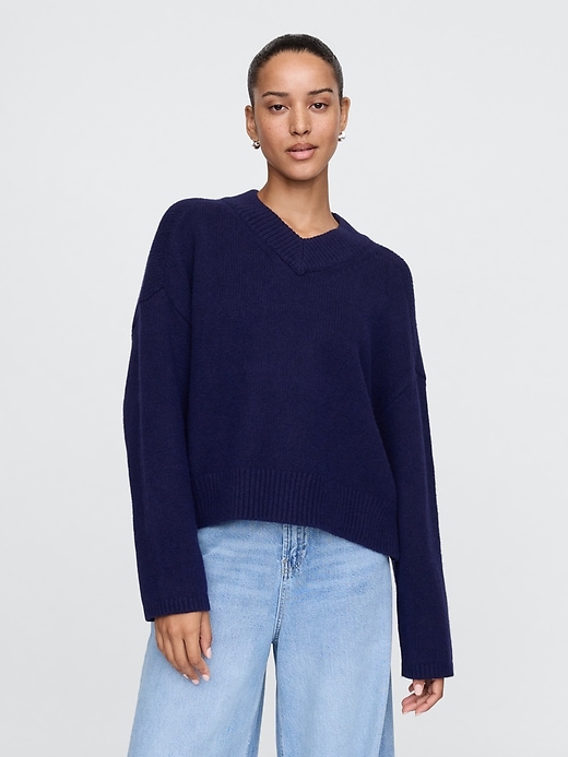 Image number 1 showing, CashSoft Oversized V-Neck Sweater