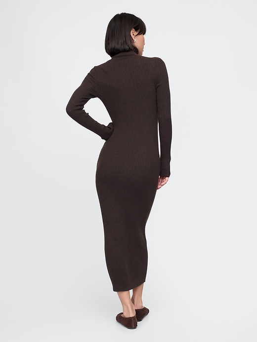 Image number 2 showing, Turtleneck Rib Midi Sweater Dress