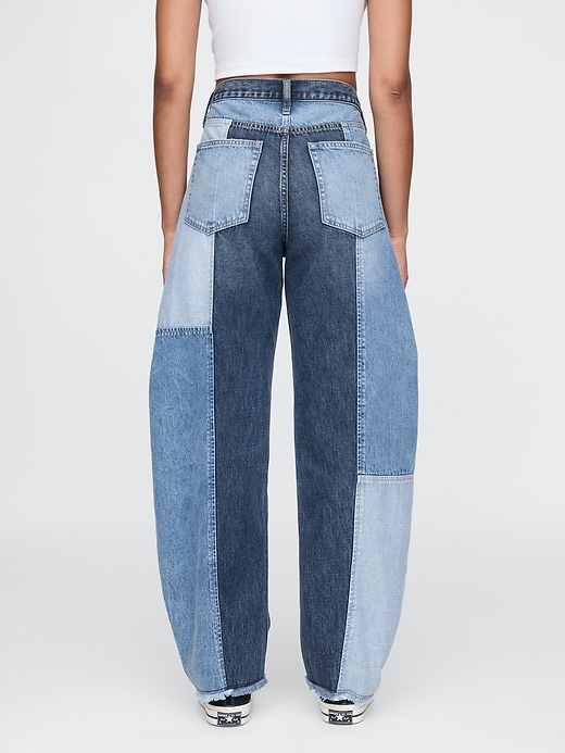 Image number 4 showing, High Rise Patchwork Barrel Jeans