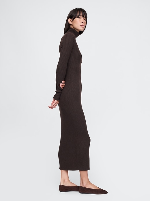 Image number 3 showing, Turtleneck Rib Midi Sweater Dress