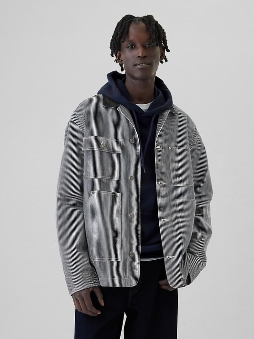 Image number 1 showing, Railroad Striped Denim Chore Jacket