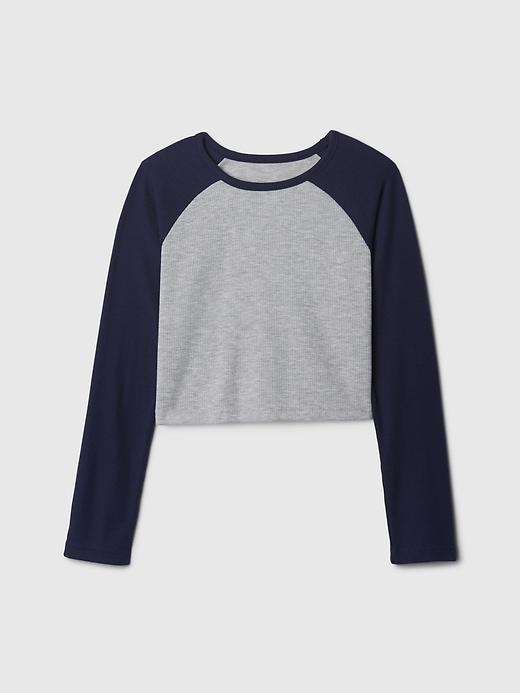 View large product image 1 of 1. Kids Cropped Raglan Rib PJ Top