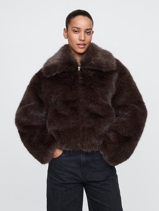 Image number 1 showing, Cropped Faux Fur Jacket